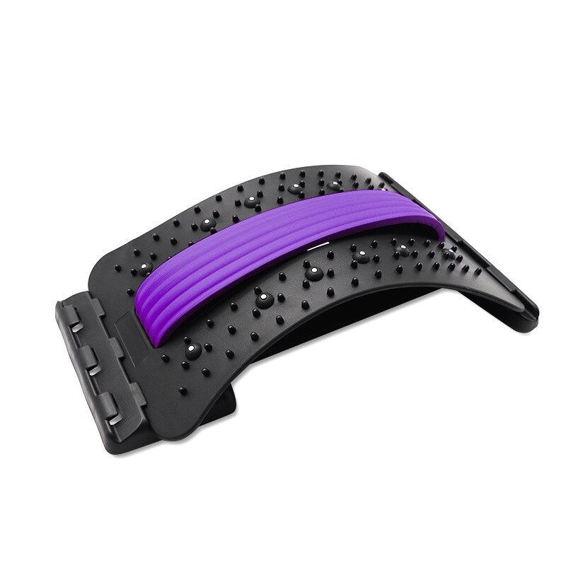 Back Massage Board Spine Pain Relief Lumbar Traction Stretching Device Waist Spine Relax Tool: Purple