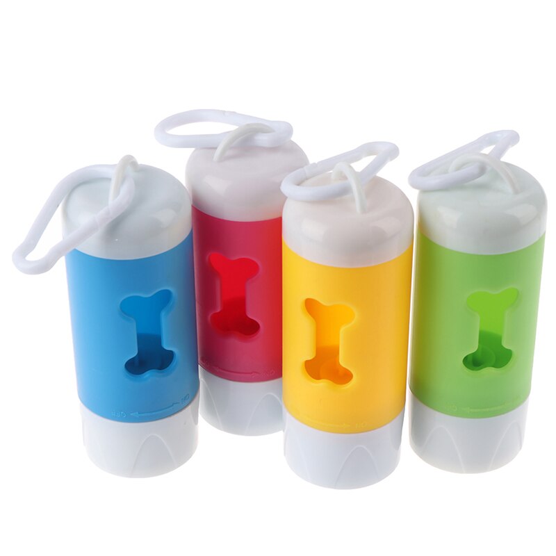 Dispensador de bolsas de caca de perro, dispensador de bolsas de basura ligeras LED, apto para bolsas de basura portátiles, bolsas de caca degradables para mascotas