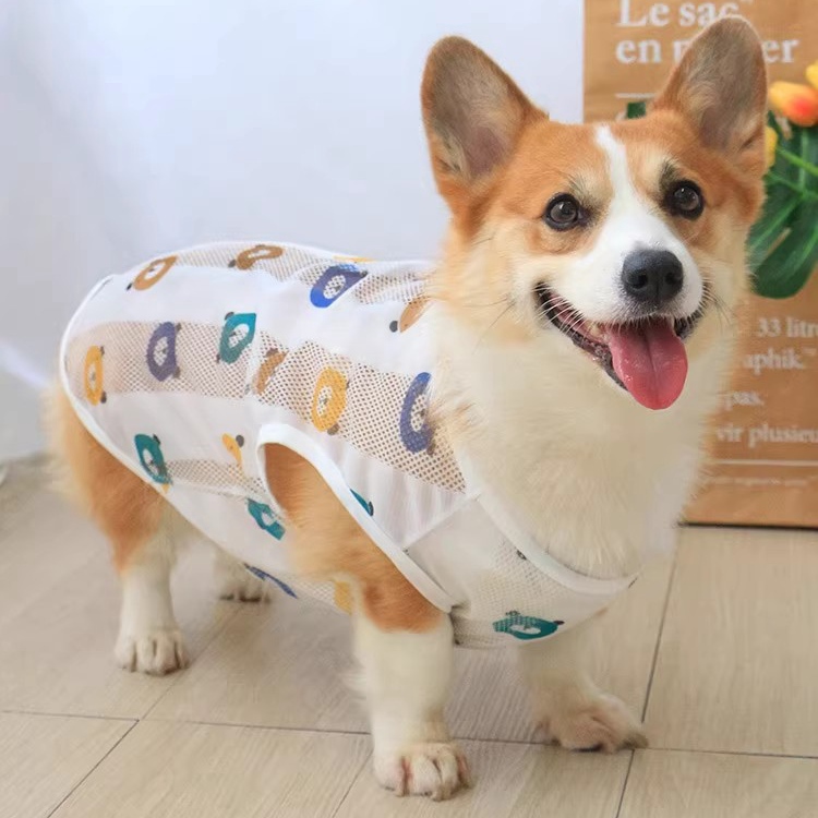 Summer Vest For Medium Large Dogs Cooling Pet Apparel Outfit French Bulldog Terrier Corgi Dachshund Clothing On Accessories: XXL / WHITE