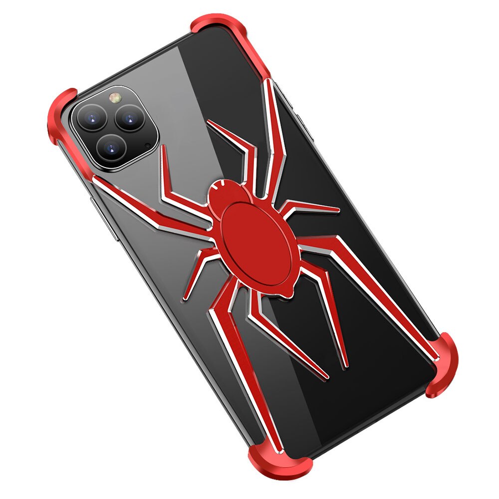 Spinne Stoßstange Fall Für iPhone 11 Pro Max X XR XS iPhone11 Luxus Metall Aluminium Stoßfest Rahmen Abdeckung Telefon zubehör: For iPhone XS Max / Rot