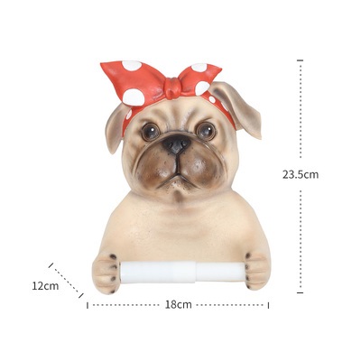 Colgador de toallas para colgar en la pared de perro Giraffe, caja de pañuelos para papel higiénico, decoración de artesanía de resina para restaurante o casa R2034: Amarillo