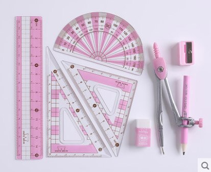 8pcs=1 Set School Metal Compass Cute Girl Stationery Student Drawing Compasso Geometry Math Drafting Tools (Included Box Pencil): Lavender