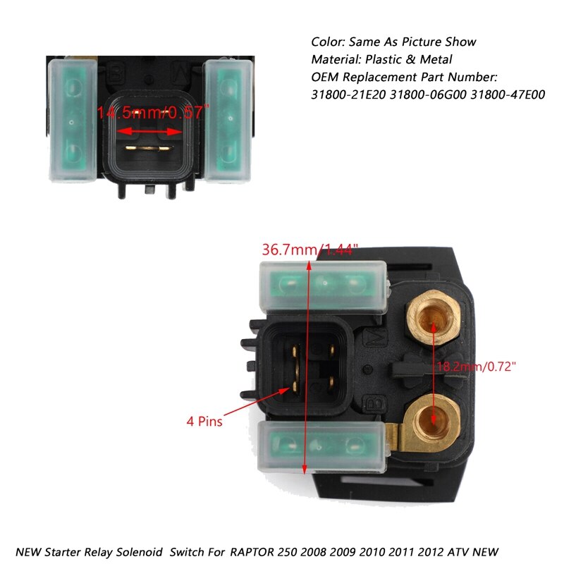 Starter Relay Solenoid for SUZUKI VZ800 VZ800Z MARAUDER 1997 Motorcycle 31800-21E20