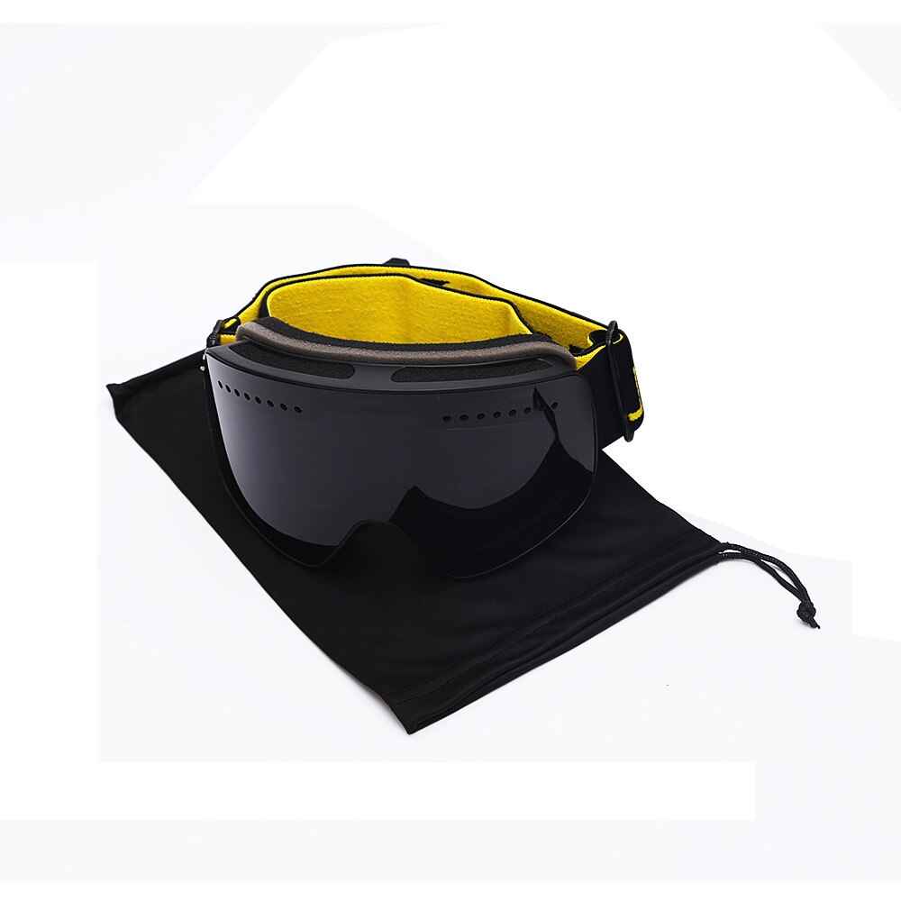 Gafas de esquí de doble capa, de lentes, gafas de invierno para nieve, deportes, Snowboard, protección UV antiniebla, máscara de esquí para adultos, imán: Black