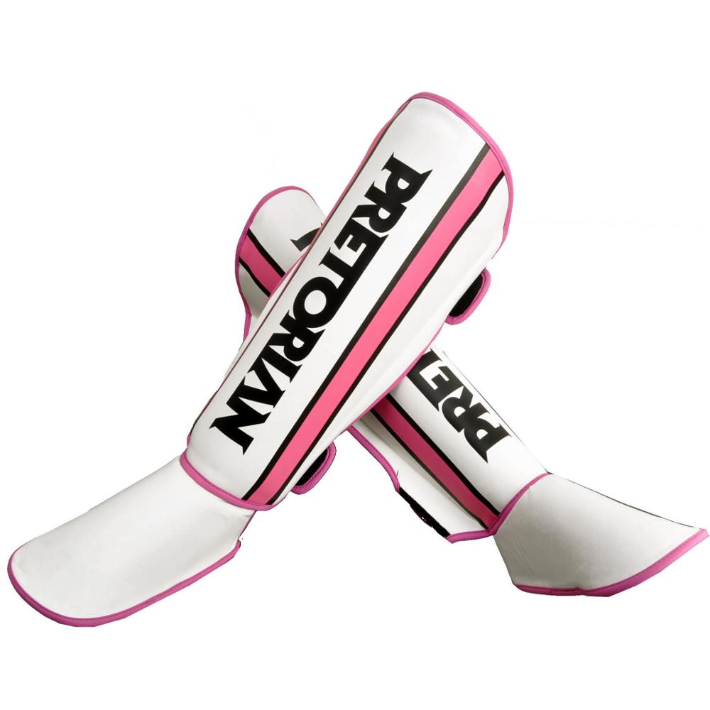 Kick boxing Muay thai MMA-espinilleras de cuero PU para niños y adultos, protectores de piernas para Karate,