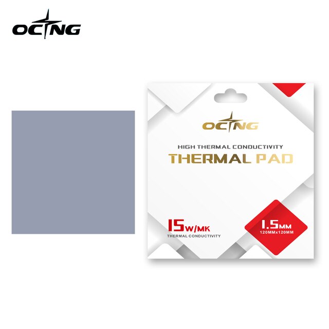 Ocng lämpötyyny 15w/ mk prosessori/gpu näytönohjain emolevyn silikonityyny monikokoinen pehmeä lämmönpoisto silikonityyny: 120 x 120 x 1.5mm