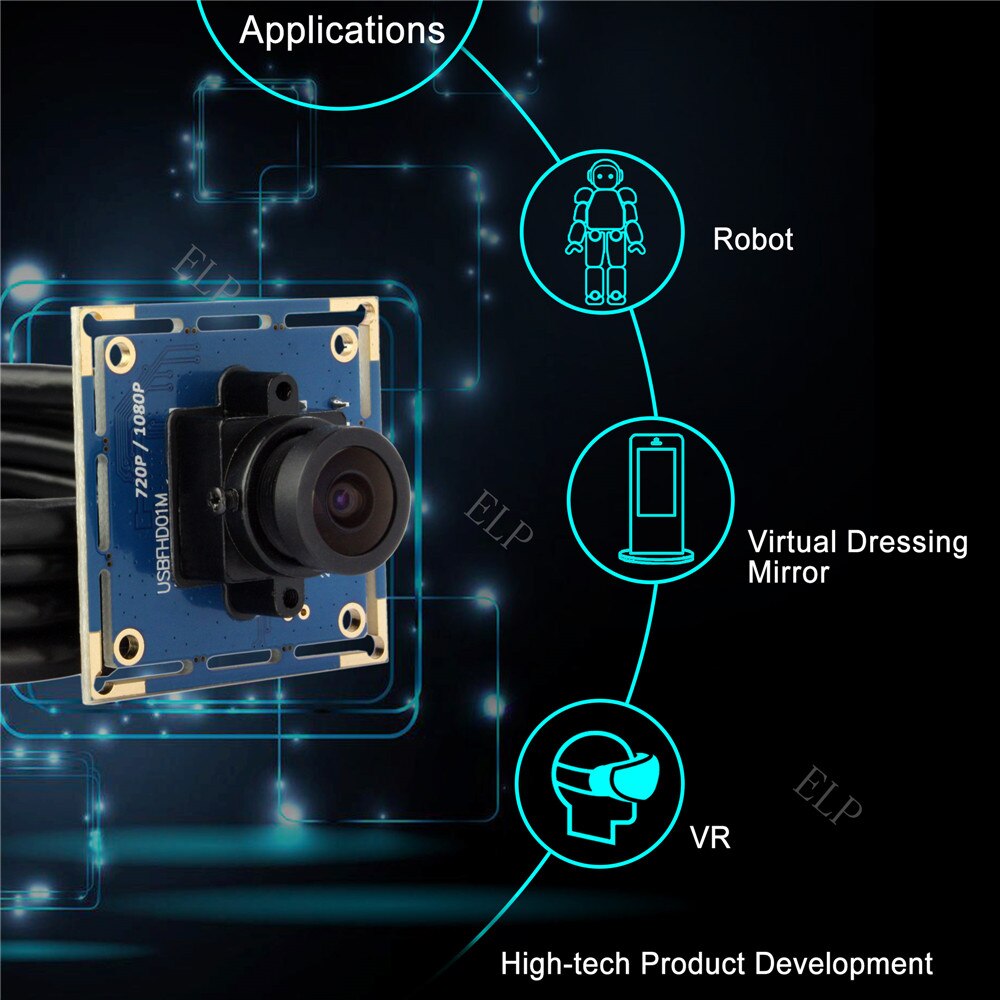 Conductor libre memoria externa USB Android con cámara HD 720P HD CMOS OV9712 sensor de lente de 3,6mm de 1m de cable