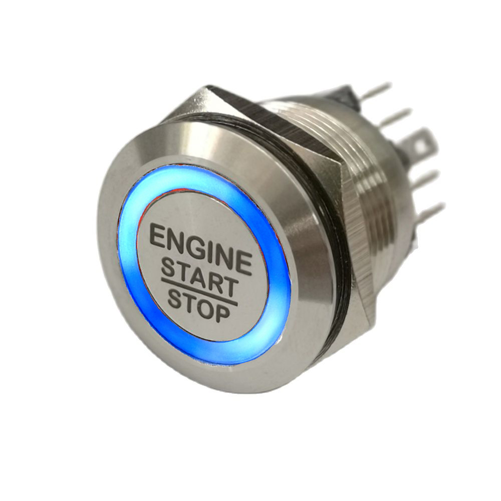22mm 25mm 30mm Momentary Waterproof Metal START STOP Start Engine Electric Switch 3V 6V 12V 24V Green Red Ring Led
