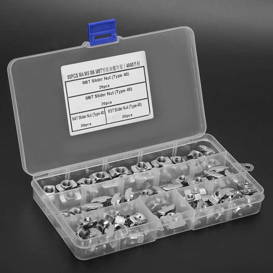 80x T Slot Slider Nut /M5 M6 M8 Hardware Fasteners for 4040 Aluminum Profiles