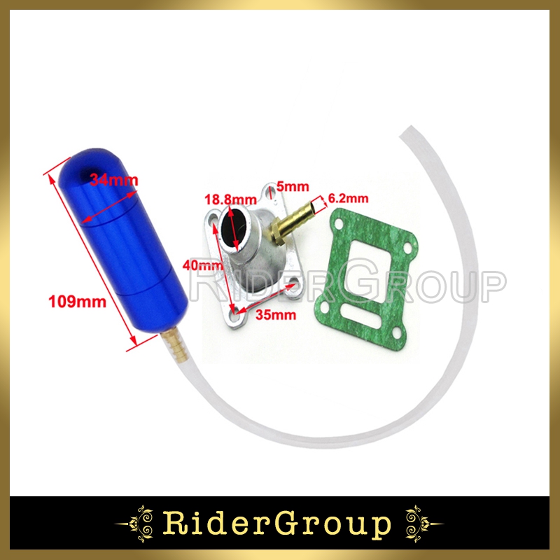 Blå power / boost flaske og motorindtag rør sæt til 43cc 47cc 50cc 2 takts mini lomme cykel atv motor