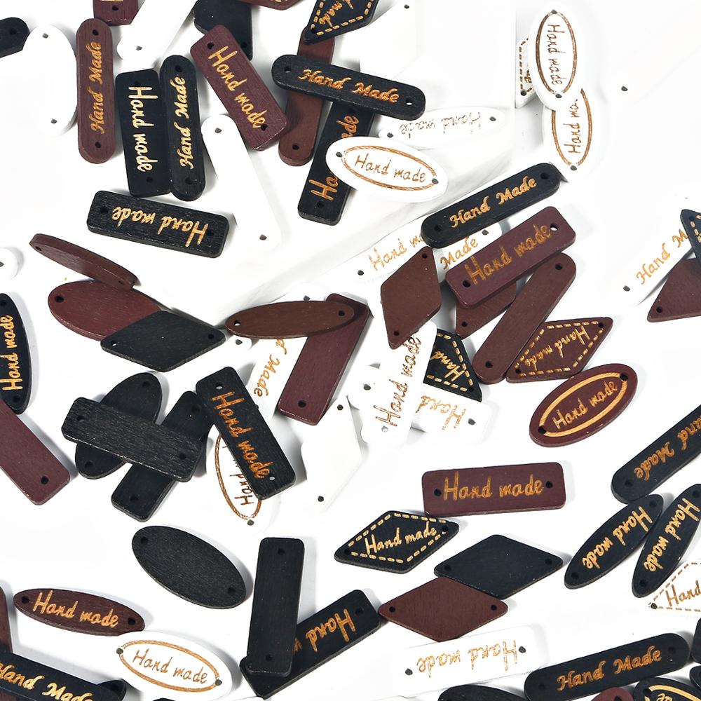 Mix-briljant-vorm 50 stuks/lot gemengde kleuren handgemaakte letters naaien natuurlijke houten knopen kleding decoratie naaien scrapbooking thuis