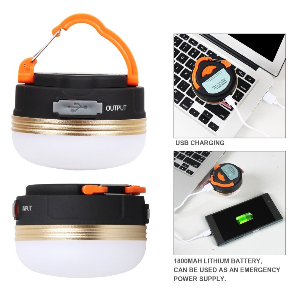 T-sun 1-4 stk mini camping lys 3w led camping lanterne telt lampe utendørs tur natt hengende lampe usb oppladbar