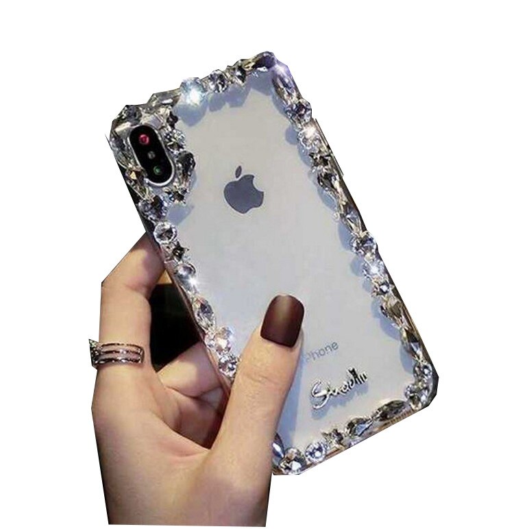 Coque pour iPhone 11 XR 7 8 11 Pro Max X XS Max Plus 6 6s couverture luxe strass téléphone portable Transparent tout compris