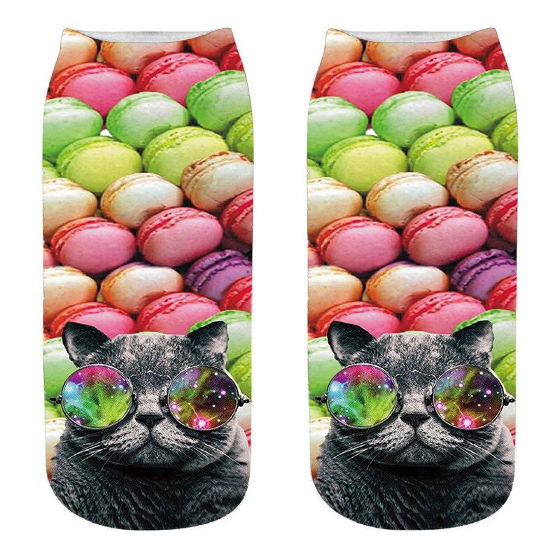 Calcetines de algodón con estampado 3D de comida para mujer, calcetín tobilleros de corte bajo, divertido, hamburguesa, patatas fritas, fruta, piruleta, Harajuku: Style9