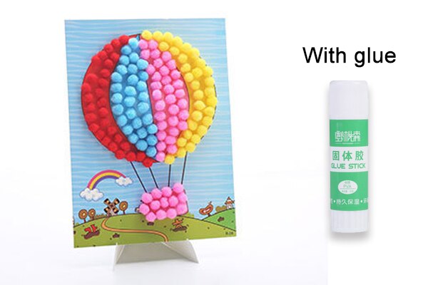 1 Pcs Baby Kids DIY Plush Ball Painting Stickers Children Educational Handmade Material Cartoon Puzzles Crafts Toy GYH: Balloon With Glue