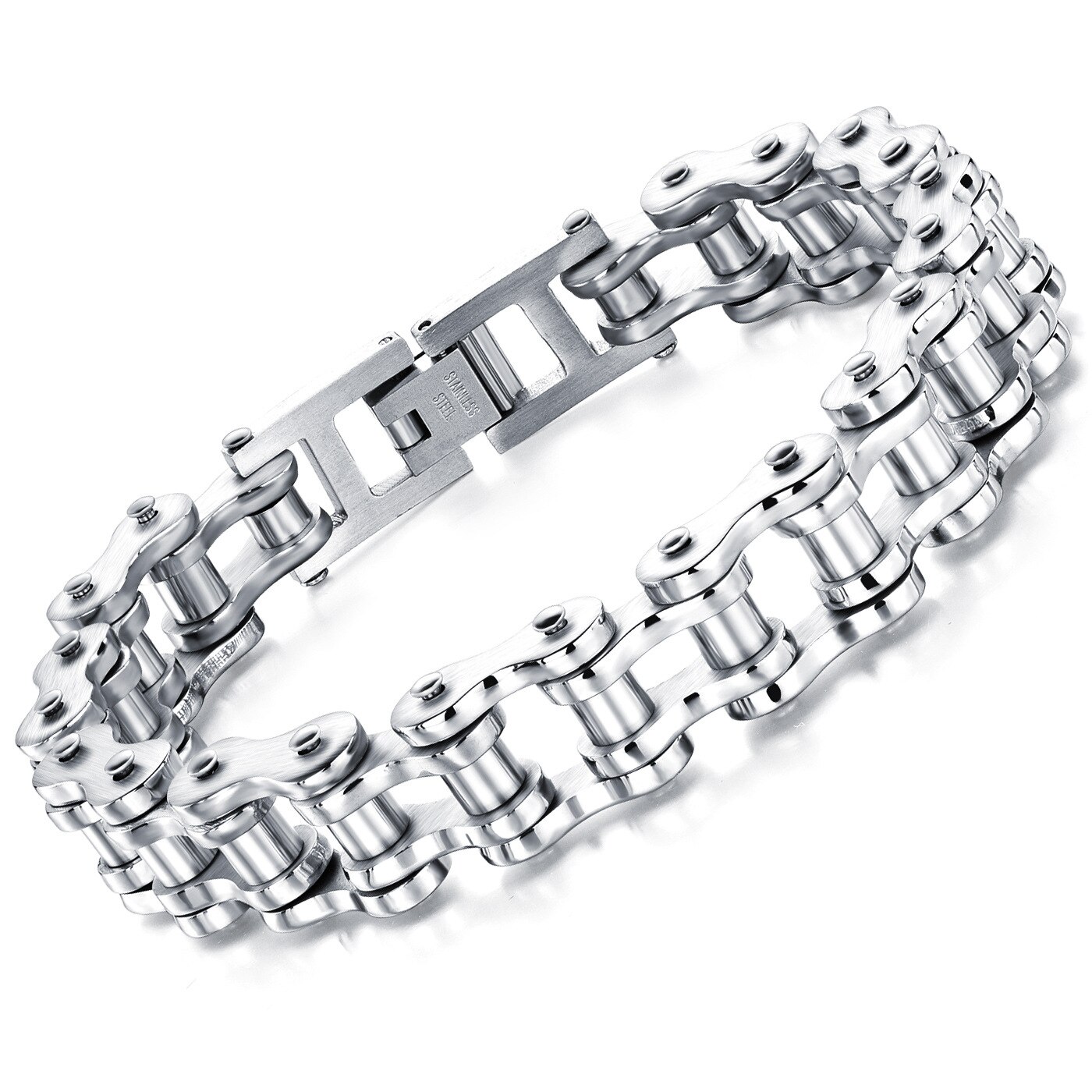 Hemiston Modieuze Titanium Stalen Heren Armband Rock Persoonlijke Locomotief Keten Fiets Armband Voor Vrouwen: Licht Geel Goud Kleur