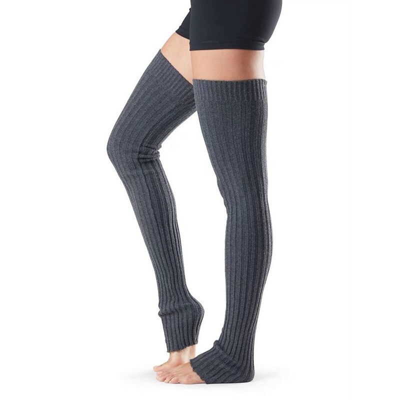 Winter Volwassen Gebreide Ballet Dans Beenwarmers Vrouwen 90Cm Lange Boot Over De Knie Gebreide Sokken Yoga Strakke Thermische: Donkergrijs / S