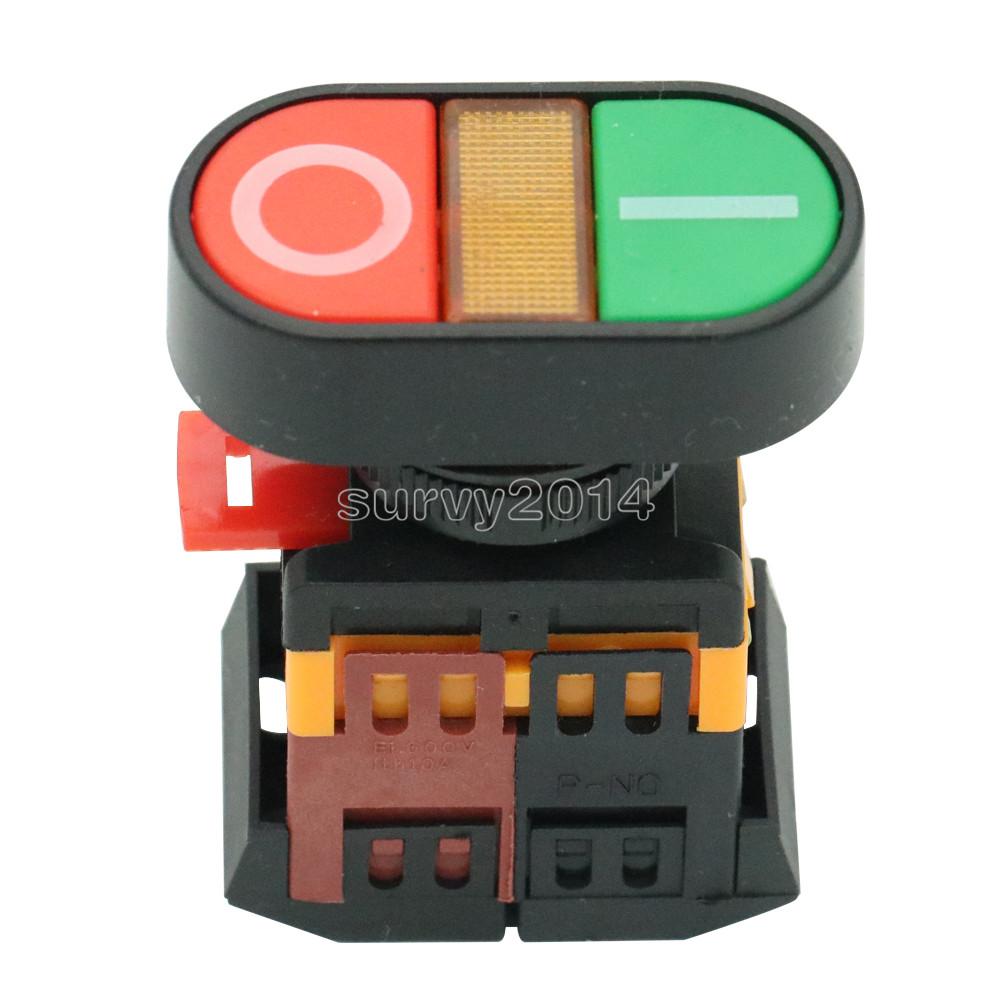 Start Stop Push Button Light Indicator Momentary Switch Red Green Power ON OFF