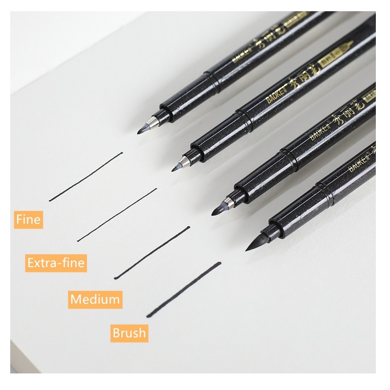 4 pièces calligraphie stylo ensemble fin moyen pinceau pointe pour lettrage à la main dessin écriture signature Illustration école art outils A6806