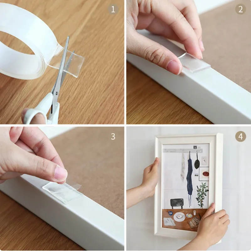 Nastro biadesivo nano super resistente Nastri adesivi impermeabili riutilizzabili trasparenti Pulibili Cucina di casa Bagno Appiccicoso 50 mm