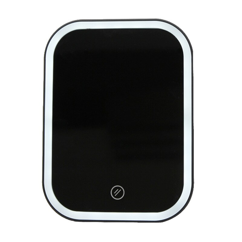 Espejo de luces LED, espejo compacto para maquillaje con aumento de 10x, espejo cosmético de mano, espejos de bolsillo para mujer, tocador de maquillaje: Black
