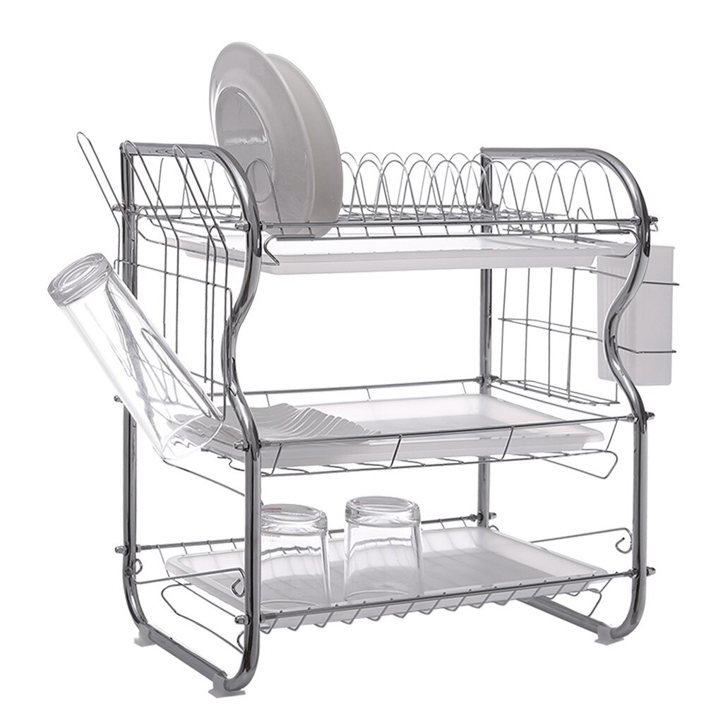 3-Tier Dish Drying The Goods For Kitchen Storage Rack Fridge Side Shelf Layer With Wheels Bathroom Organizer Shelf Gap Holder