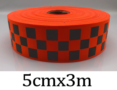 Cinta de advertencia naranja fluorescente y amarilla con cuadrado pequeño para coser ropa de seguridad: 50mmx3m red