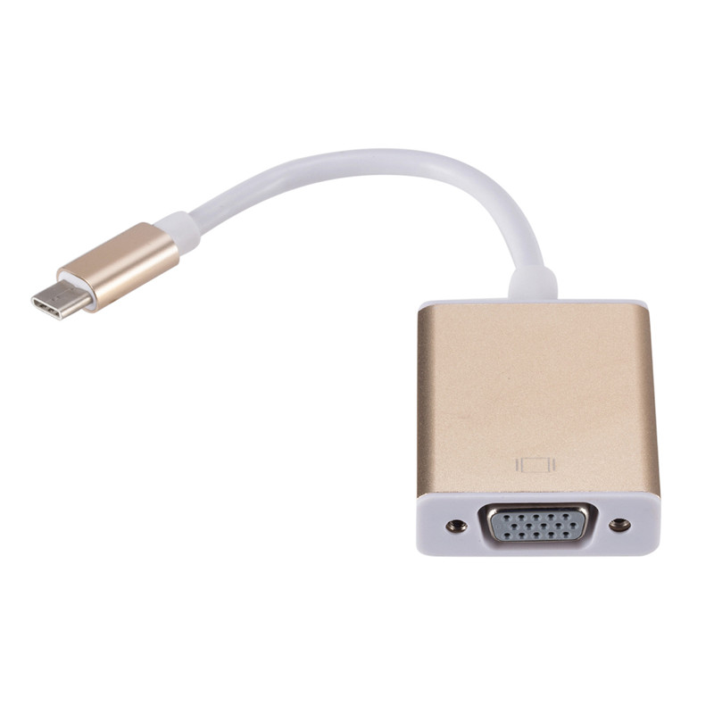 Type-C Male Naar Vga Vrouwelijke Adapter Converter Kabel Type C Naar Vrouwelijke Vga Adapter Kabel Usb C Usb 3.1 Naar Vga Converter Voor Macbook: Gold