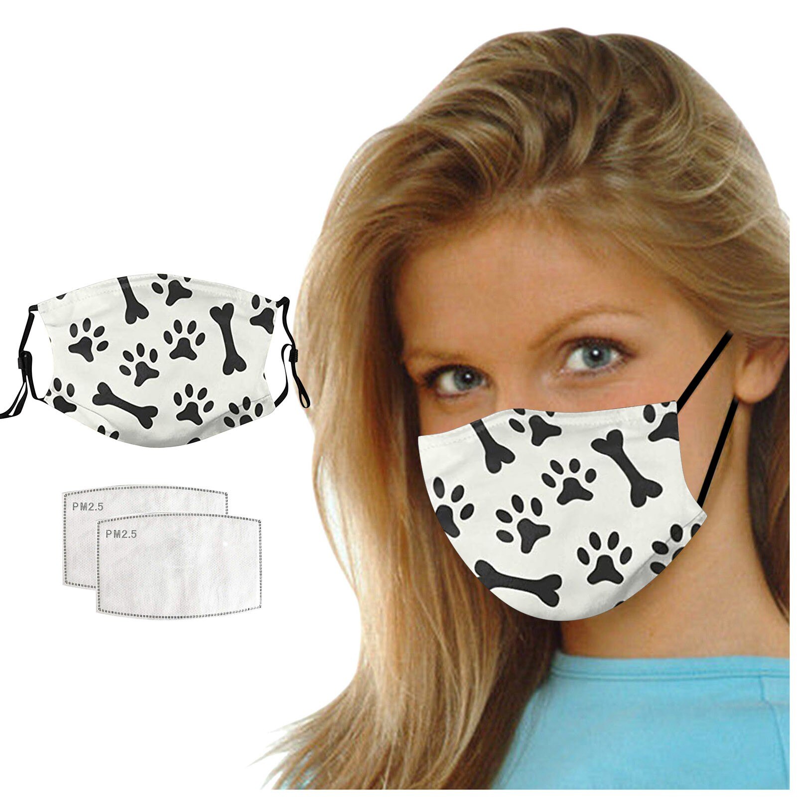 ski Fasemask Adult Animal Dog Printed Bandana Washable Reusable Fabric Lavables Masque Bandana: F