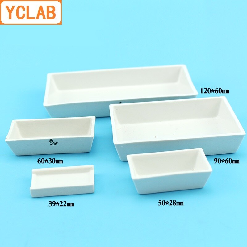 YCLAB 90*60mm Ash Content Dish Ceramic Ark Square Boat High Temperature Resistant Laboratory Chemistry Equipment