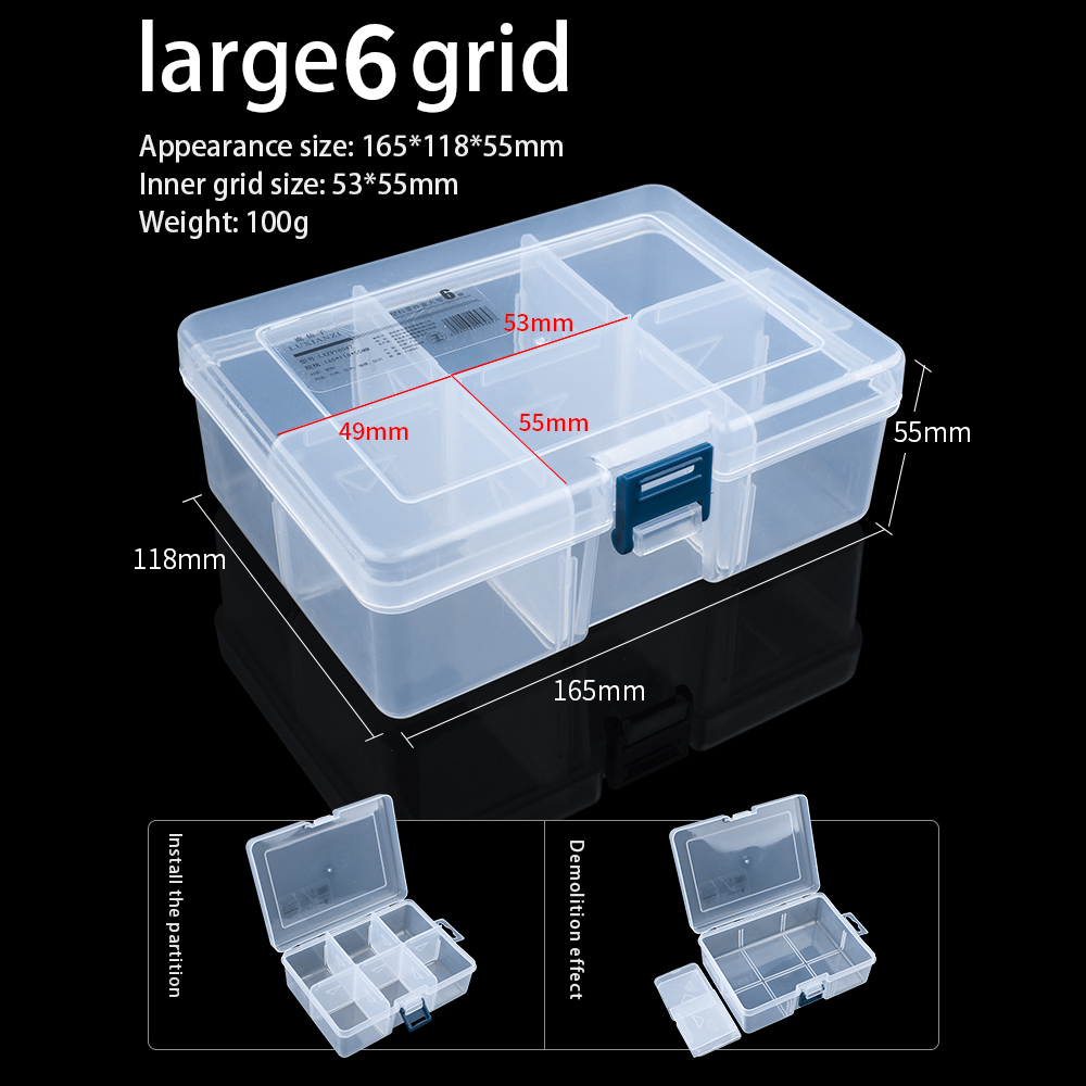 LUXIANZI Adjustable Plastic Storage Tool Box Portable Transparent Metal Parts Hardware Tools Screwdriver Organizer toolbox Case: LXZ918042