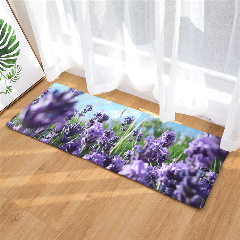 Peinture à la lavande antidérapante flanelle | 40x60cm, tapis de salle de bain, d'absorption d'eau, tapis de sol, tapis de porte, directe