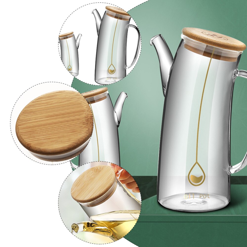 1Pc Storage Container Oil Dispenser Bottle Leakproof Glass Dispenser Vinegar Cruet Container