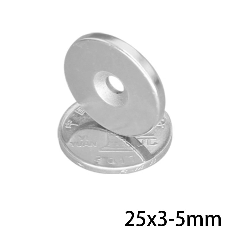 2 ~ 30Pcs 25x3-5 Mm Krachtige Magnetische Magneten 25*3 Mm Gat 5 Mm Permanente Neodymium Magneet 25x3-5mm kleine Ronde 25*3-5 25x3