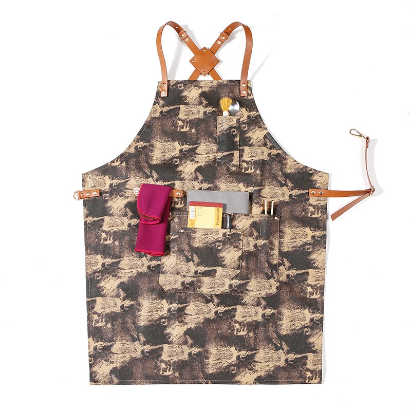 Senyue madlavningsforklæde til køkkenforklæde til kvinde mænd kok tjener cafe butik grill frisør værktøj forklæde