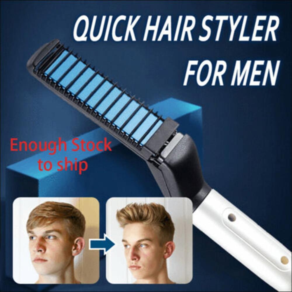 Multifunctional Men Hair Straightener Comb Quick Beard Straightener Hair Styling Comb Iron