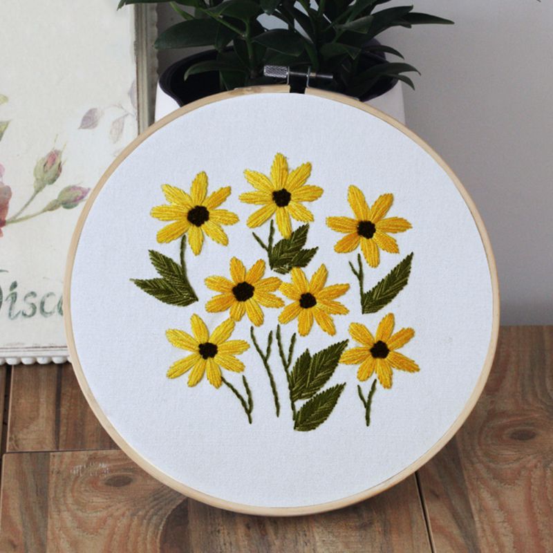 Diy broderi starter materiale pakke kit plante blomstermønster broderi korssting tråd håndarbejde kits
