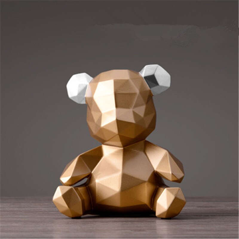 Bære origami statue geometri dyr kunst skulptur harpiks kunstværk stue indretning  l2986: Guld