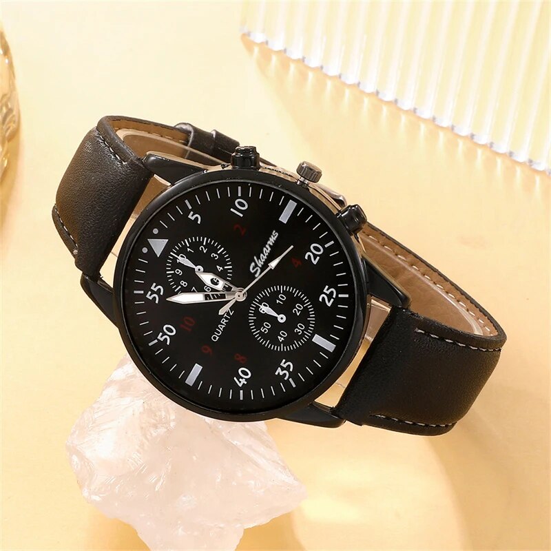 5 Stück einstellen Herren Sport uhren Mann Geschäft Quarz Armbanduhr Luxus Leder Armbinde Männer lässig Uhr Uhr