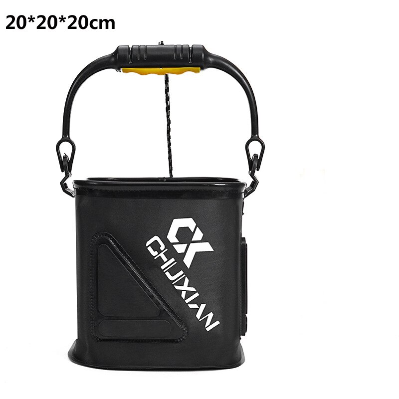 EVA Collapsible Fishing Bait Bucket Portable Multi-Functional Fish Live Lures Bucket zipper fish bucket outdoor folding box /bag: 20CM black