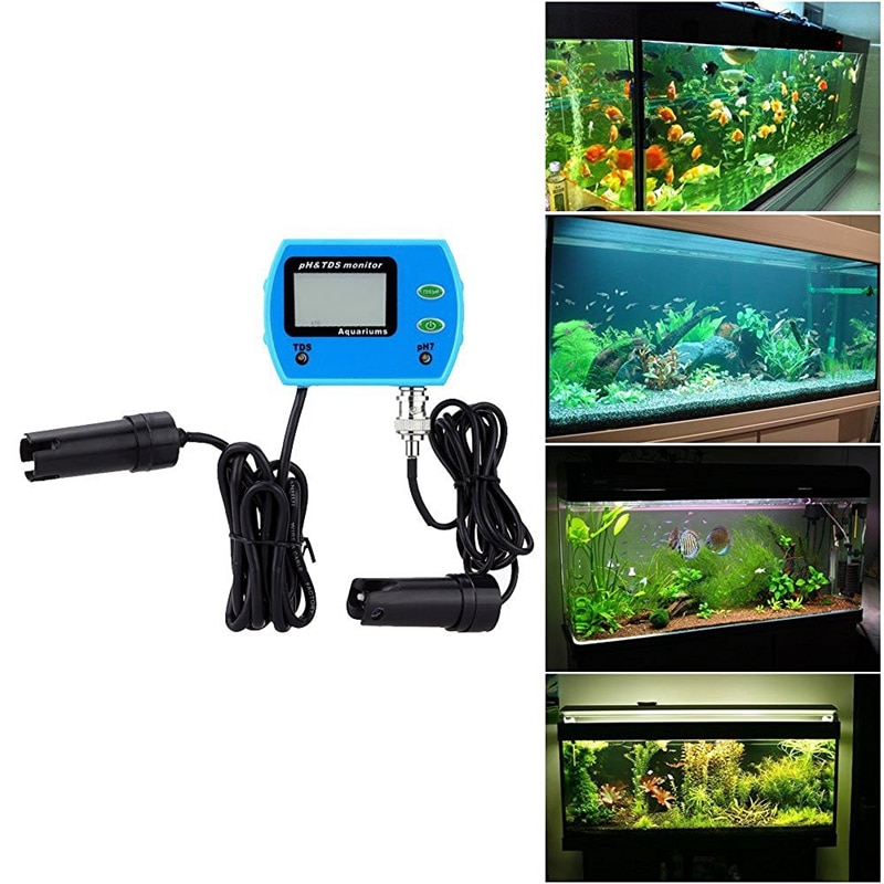 pH TDS Electrode Meter Precise LCD PH tds Monitor Aquarium SPA Swim Water Analyzer Online pH TDS Tester Green Backlit