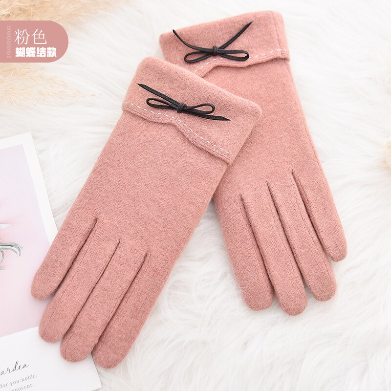 Woodpecker cashmere gloves lady cute plush thicker warm drive ride touch screen wool gloves