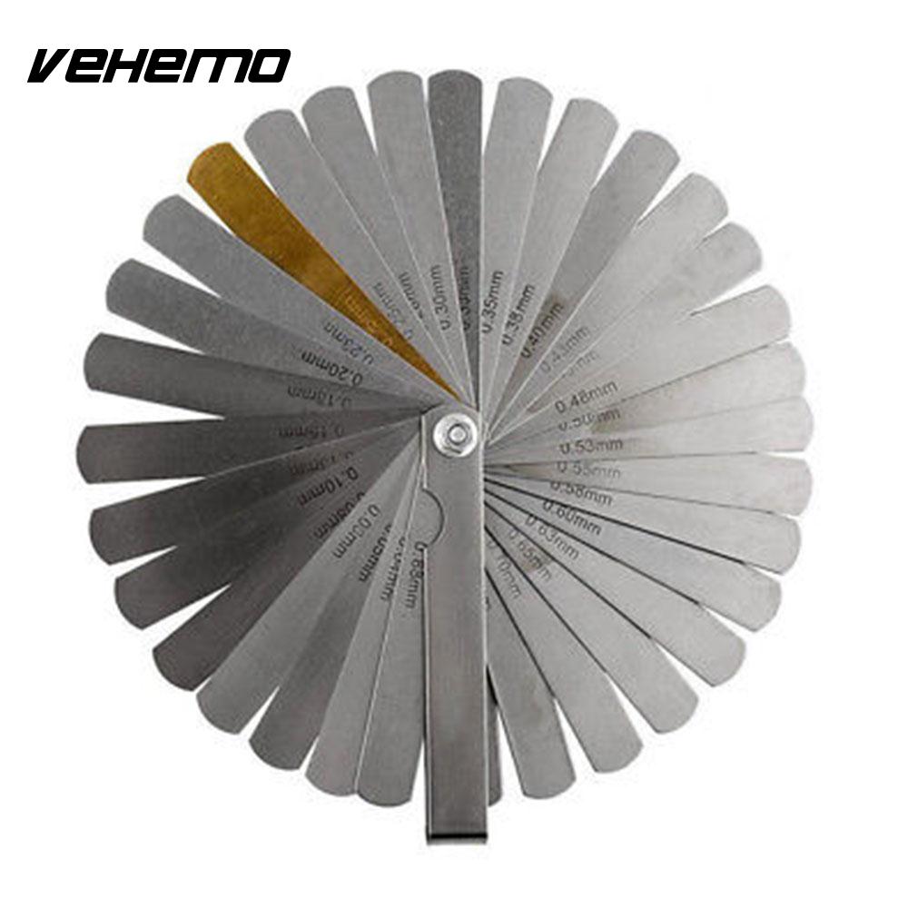 Vehemo Stainless-Steel Filler Gauge Feeler SAE Measuring Tool Dual Marked for Precision Gap Metric Rulers for Stainless Steel