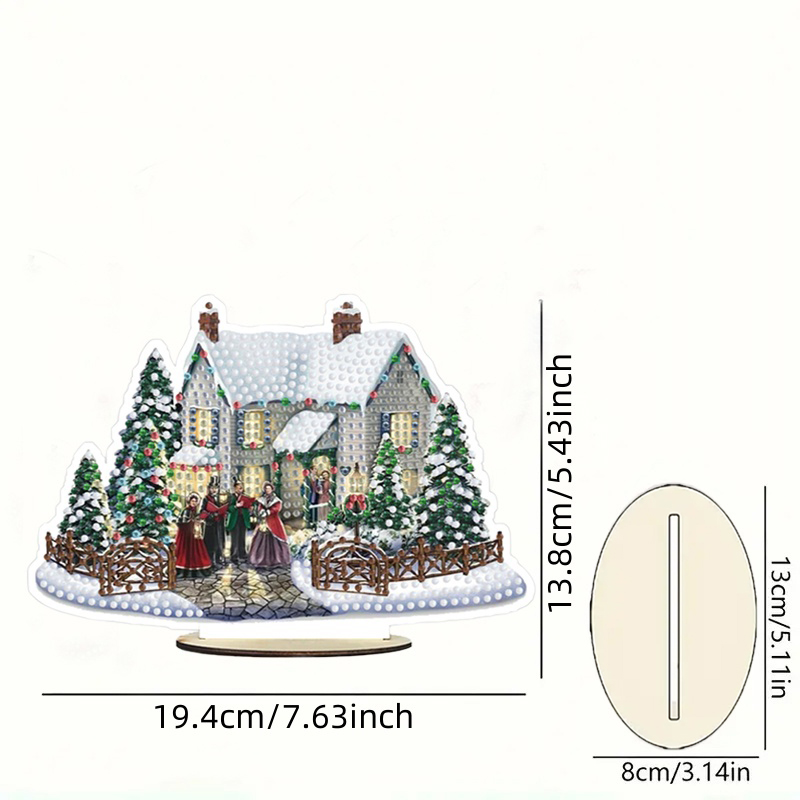 1pc/set DIY Diamond Art Christmas Table Ornaments One Side Wood Crystal Rhinestone Diamond Painting Christmas Decoration: Burgundy