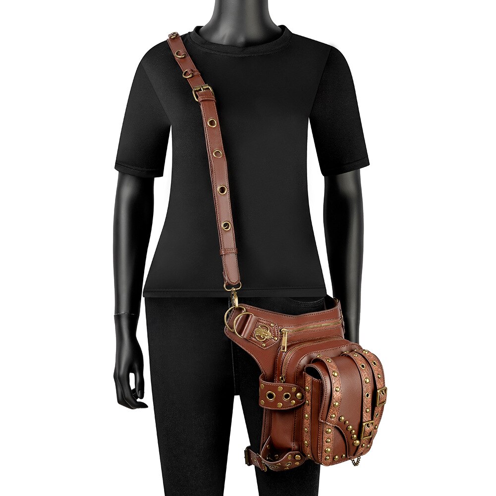 Punk rock motorsykkel kjede bag kvinnelig skulder messenger bag mannlig midje bag