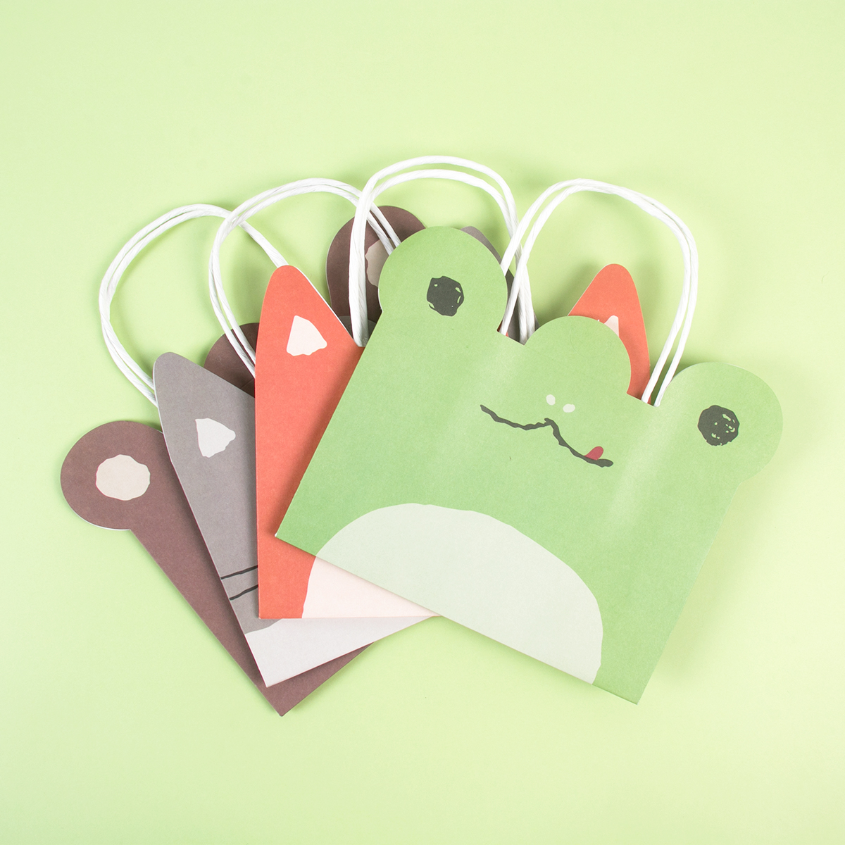 4pcs Cartoon Dieren Snoepzakjes - Beer Kikker Hond Kat - Jungle Verjaardagsfeest Koekjes Verpakking