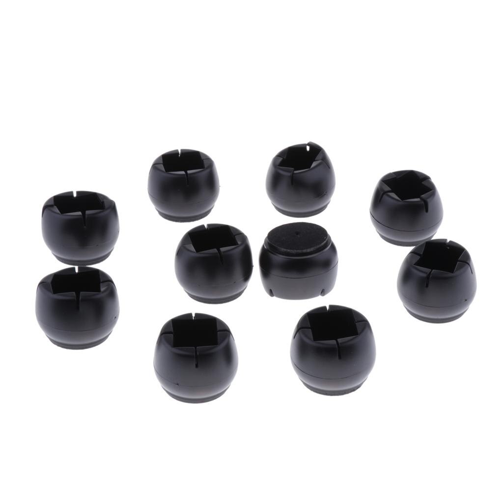10pcs No-slip Chair Leg Caps Round Wood Furniture Floor Protectors Black