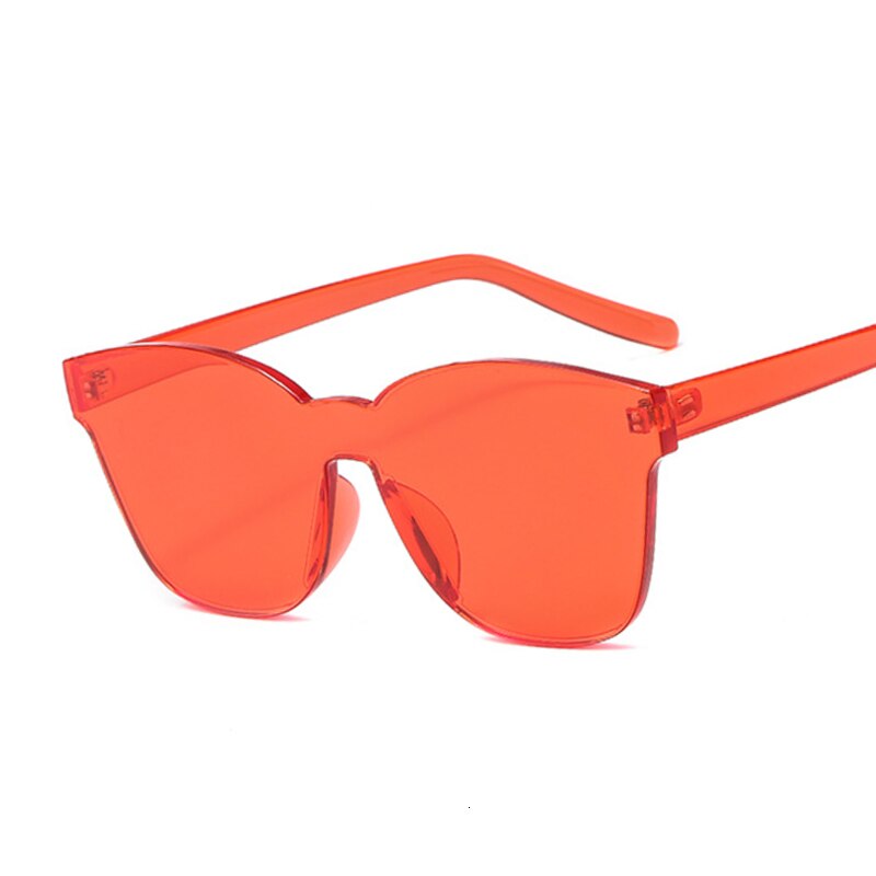 Vierkante zonnebril zonder montuur voor dames, luxe merkbrillen, snoepkleurige spiegel oculos de sol