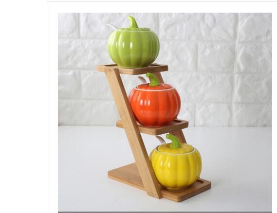 Ceramics pepper pattern seasoning box tank salt can cute vegetables Exterior oil tank kitchen utensils seasoning bottle: L