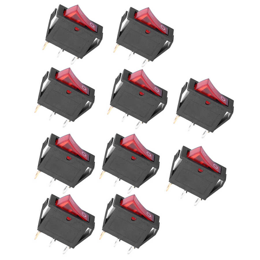 power meter energy meter 10PCs 3‑ Pin Switch Rocker On/Off Red Light 2‑ Position KCD3 Household Appliances